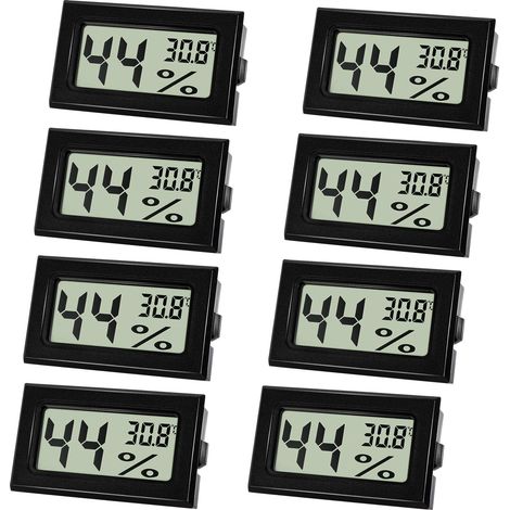 8 Pcs Thermometre Interieur, Digital Hygrometre, Mini Thermomètre Hygromètre Intérieur avec LCD pour Chambre Bébé,Maison, Bureau, Chambre, Cave (Noir) (1/5)
