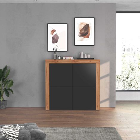 WHOUS Madia Chronos a 4 ante antracite opaco e rovere 140x40x130 cm (1/5)