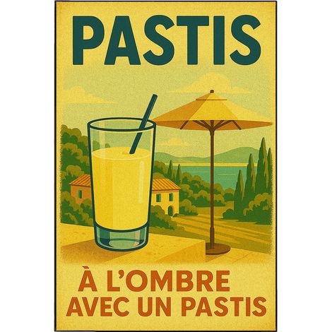 Plaque en métal à lombre avec un pastis 30,5 x 20 cm (1/2)