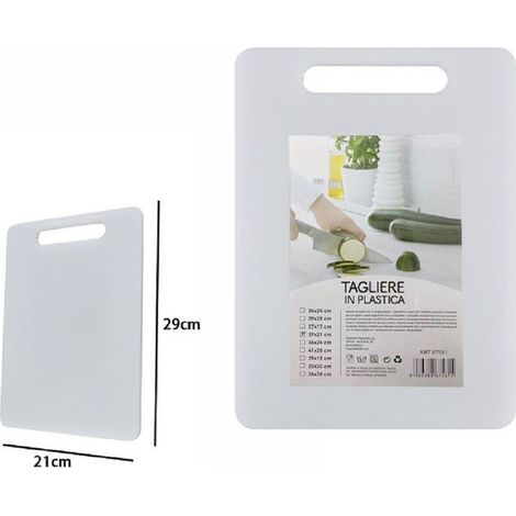 TrAdE Shop Traesio - Tagliere In Plastica Con Manico 21 X 30 Cm Tagliare Verdure Frutta Cucina 67581 - (1/2)