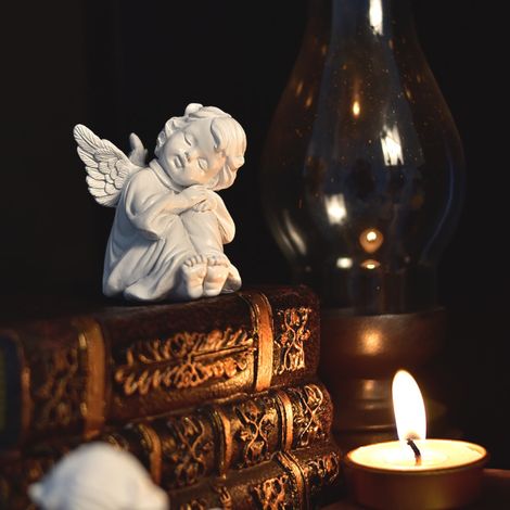 Ange Résine Statue Jardin Figurine Sculpture Ange Fée Déco Maison Extérieur (1/4)