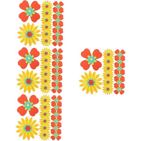 56pièces Stickers Muraux Fleurs Décorations Murales Non-adhésives Pour Écoles Et Chambres Rouges Et Jaunes Art Mural Créatif (1/5)