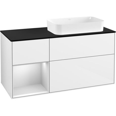 V&B Waschtischunterschrank Wandbeleuchtung Finion 120x60 cm, Reg li wh. m Lac, glo wh. Lac (1/2)