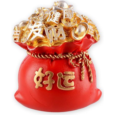 Décoration [Tree ornament] Lucky Money Tree en résine rouge avec signe 'Cai' de richesse et bonne chance - dimensions variées 6x5x5cm à 10x7x6cm - 1 ornament (1/5)