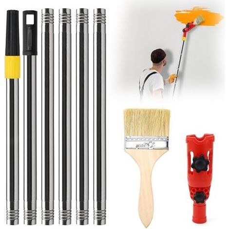1,7 m Brosse multi-angle Extension Pinceau de couleur : brosse télescopique Extension pour murs Ornement hauts plafonds et outils de peinture d'angle (1/5)