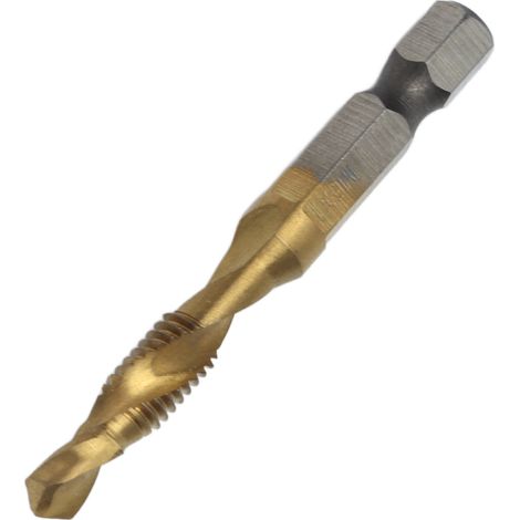 Foret taraudeur à queue hexagonale revêtu de titane, combiné pour vis métriques et bois M6 (1/5)