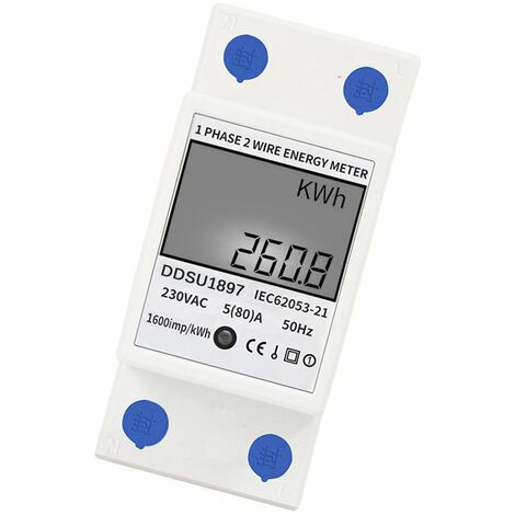 Compteur d'électricité numérique pour rail DIN, monophasé, compteur d'énergie, mesure à la seconde, pour fils et phases, multifonctionnel-AquaForge (1/4)