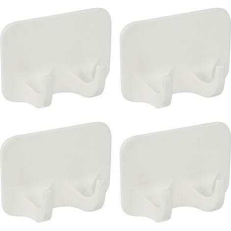 Set mit 4 wasserfesten, abnehmbaren Klebehaken für Badezimmerhandtücher.