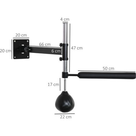 Soporte mural de boxeo con speed ball 360°, plegable, altura regulable, acero negro OKMYHOME (1/5)