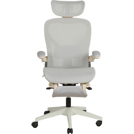 Silla de oficina ergonómica plegable gris de malla con reposacabezas y soporte lumbar (1/5)