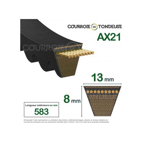 Courroie type trapézoïdale crantée AX21