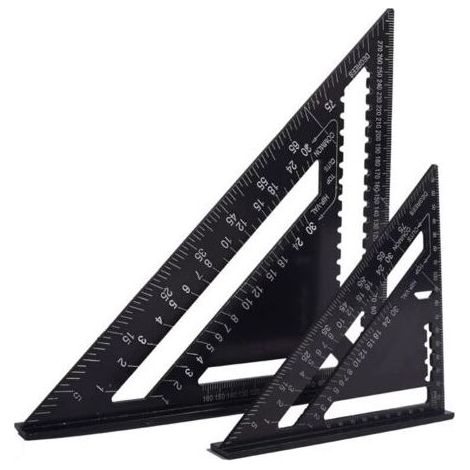 Equerre Menuisier Multifunctions 18cm et 30cm, Metal Aluminium Triangle Règle Équerre Trusquin Guide Raporteur Angle 45 90 Degres/Outillage Charpentier/Outil Traçage Guidage Menuiserie Bois (1/5)