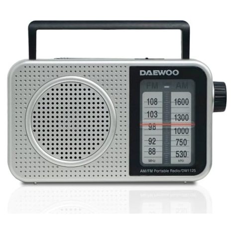 Radio Portátil Daewoo DW1125/ a Pilas/ Gris Metalizado