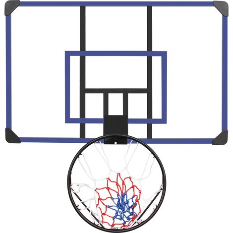 Panier de basket mural avec panneau 112 x 72 cm, cercle 45,72 cm, résistant pour intérieur et extérieur, noir ou bleu, pour entraînement et loisirs, CHICFURN (1/5)
