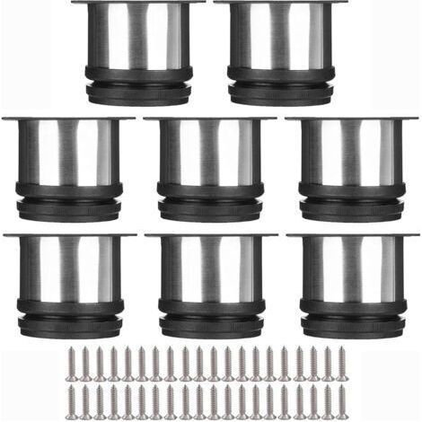 Lot de 8 Pieds de Meubles, Pied Cuisine Réglables Ø 50 mm/Hauteur 50 mm Ronds Métal Acier Inoxydable Canapé Jambe Table Pieds (1/5)