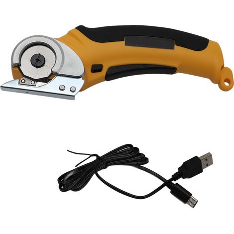 Ciseaux électriques portatifs, coupe-tissu sans fil à piles, pour tissu, cuir, carton, plastique, jaune (1/2)