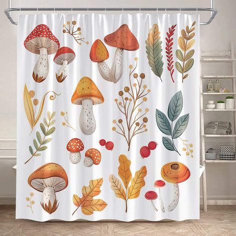 Filiyano-Rideau de douche à motif feuilles d'eucalyptus, feuillage d'automne brun aquarelle, rideau de salle de bain moderne en polyester, 300 x 180