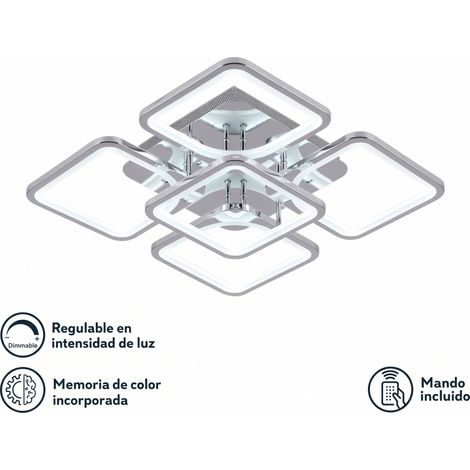 lampada da soffitto 129w 3000-4000-6500k cromo elara 9x58x58cm 17415lm con telecomando, dimmer e memoria
