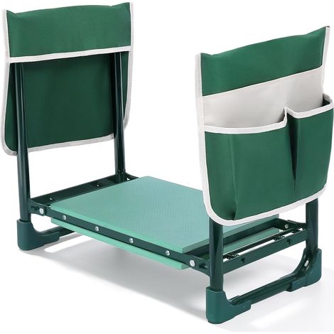 Banc à genoux pour le jardinage – Tabouret de jardin pliable 2 en 1 jusqu'à 150 kg avec genouillères, coussin pour genoux en mousse EVA, 2 poches à outils, aide à genoux et banc de jardin, 56 (1/5)