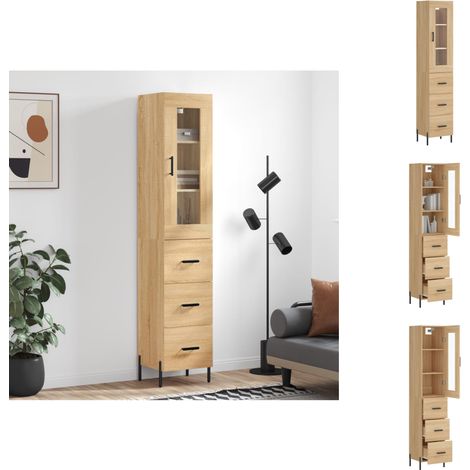 Sideboards - Living Highboard Sonoma-Eiche 34,5x34x180 cm Holzwerkstoff (1/5)