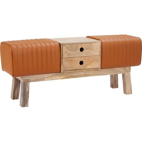 Bench 110 x 30 x 45 cm Real Leather Brown vidaXL (1/5)