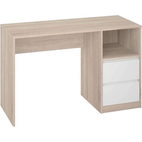 Mesa de estudio 2 cajones acabado roble cortez/blanco 75 cm(alto)120 cm(ancho)50 cm(fondo) (1/3)