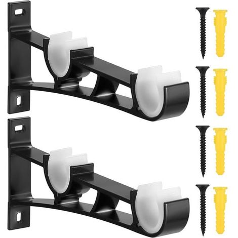 2pcs Support Tringle Rideaux, Support Tringle Rideau Murale Réglable en Alliage d'Aluminium pour Tringles à Rideaux de 23 mm à 33 mm (1/5)