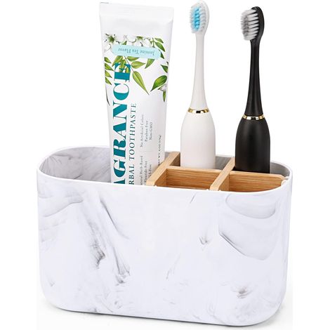Support Pour Brosse À Dents - 5 Emplacements - Matériau PP Renforcé Poudre De Marbre - Pour Salle De Bain Comptoir - 1 Pièce (1/5)