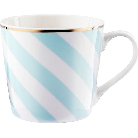 Florina Porzellanbecher mit geometrischen Streifen, 400 ml, Blau