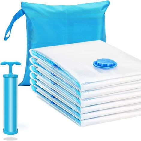 Lot de 6 sacs sous vide XXL rangement sous vide pour vtements couettes et literie pompe incluse PZCC (1/4)