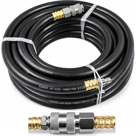 Tuyau pneumatique serti Vertex, 15 mètres  Tuyau pour compresseur  Intérieur renforcé  Caoutchouc souple  20 bar (1/5)