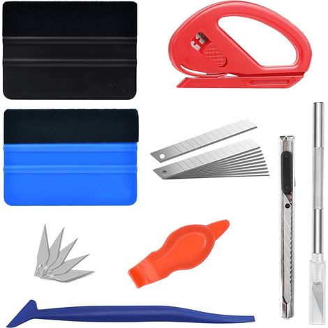 22 Pièces Kit Vitre Teintée Voiture, Kit-Covering Voiture, avec Grattoir en Plastique et Lame en Feutre Anti-Rayures, Outils de Film Kit de Raclettes, pour Films Automobiles ou Vitres (1/5)