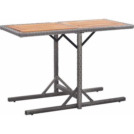 vidaXL Garden Table Anthracite Poly Rattan and Solid Acacia Wood