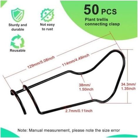 Plant Trellis Connecting Buckles Lot de 50 Boucles de Connexion de Treillis de Plantes pour Toit Jardin Balcon Serre Cages de Plantes (16mm) (1/3)