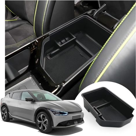 Multifunktionale Aufbewahrungsbox für Kia EV6 Armlehne, Mittelkonsole, Autoinnenausstattung (schwarz)