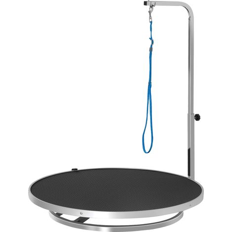 Mesa de peluquería giratoria para mascotas negra con brazo ajustable y superficie antideslizante (1/5)