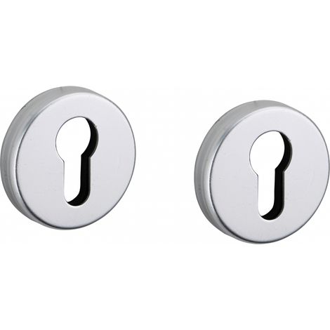 Thirard – Paire de rosaces Lunar pour porte – Trou de cylindre – Acier embouti – Finition argent – Installation facile avec vis invisibles