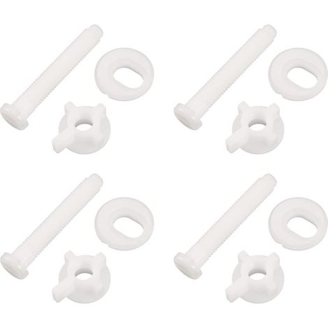 4 Sets WC-Sitz-Befestigungsschrauben, WC-Sitz-Scharnierschrauben, Universal-Ersatz mit Muttern und Unterlegscheiben, Weiß (1/5)