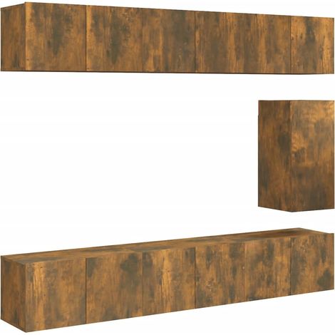 Maison Exclusive - 7-tlg. TV-Schrank-Set Räuchereiche Holzwerksto