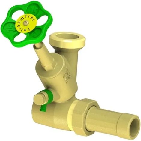 JS Valvola a T di derivazione, valvola a flusso libero con albero crescente, DN25, ingresso 1'', uscita superiore 1 1/2'', 0075002502001