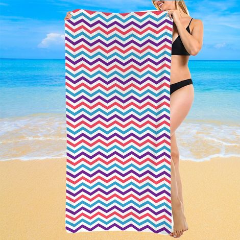 Serviette de plage rayée, microfibre douce, sèche en un instant (1/5)