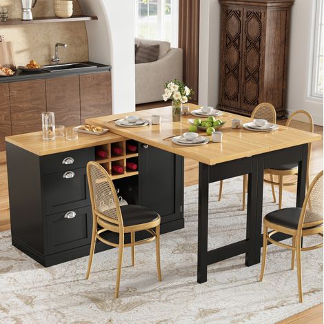 Tavolo da cucina estensibile con contenimento, 120-197 cm, MDF nero HAVRYA (1/5)