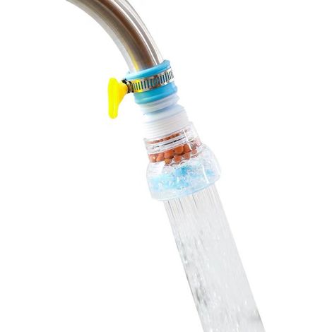 AGE Robinet Rotatif 360° Egouttoir Extensible Pomme de Douche Filtrée en Pierre Maifan Anti-Eclaboussures Cuisine (Bleu) (1/5)