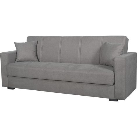 Grau 3-Sitzer Schlafsofa Giaveno, Stauraum, Klick-Klack-Mechanismus, Waschbar, 214x80 cm