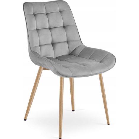 Sedia di design Bera in velluto grigio chiaro con gambe in rovere (1/5)