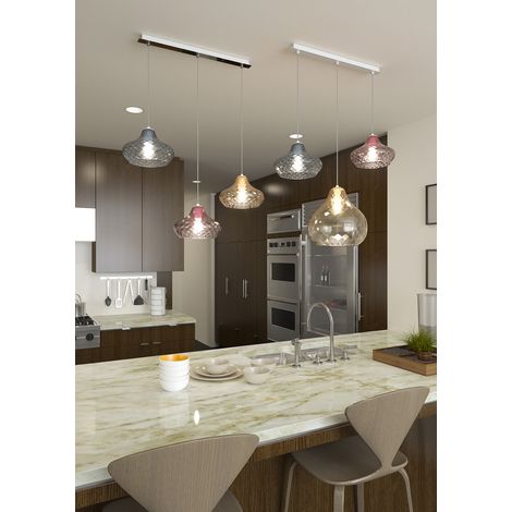 Lampadario Rett Contemporaneo Dress Metallo Cromo Vetro Multicolor 3 Luci E27