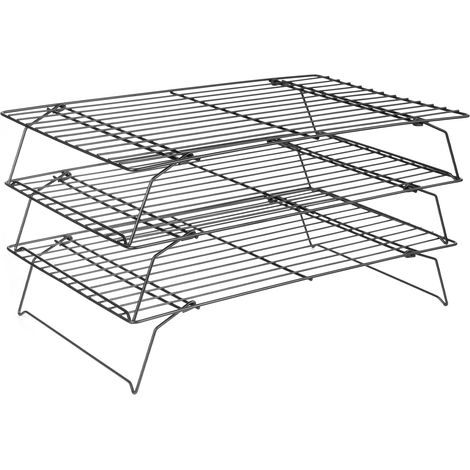3-lagiges Abkühlgitter, Stapelbar, Klappbar Kuchengitter Auskühlgitter, Brot Backen Zubehör für Kuchen, Kekse & Plätzchen, 15.74×9.84In/40 x 25 cm (1/5)