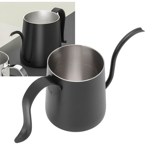 Cafetière à filtre en acier inoxydable 304 avec bec verseur épais, 250 ml, noire, pour usage domestique (1/5)