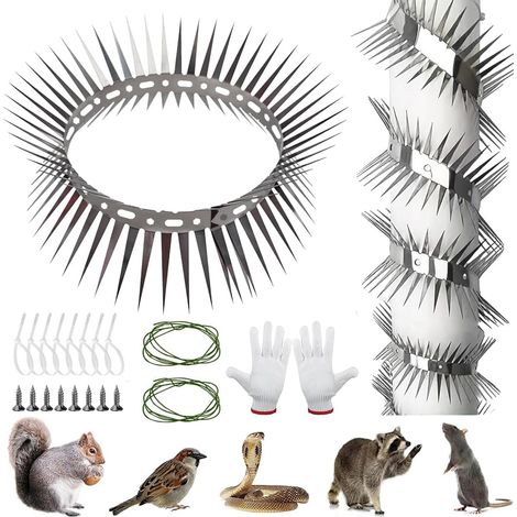 Tuyau de protection contre les martres - En acier inoxydable - Avec accessoires - Peut être coupé - Protection contre les martres - Gouttière - Pour maison, gouttière, arbre (1 m x 5 cm) (1/5)