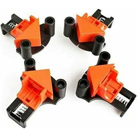 Serre Joint Angle, Pinces Bois, lot de 4 Pinces Angle Droit 60degrs 90degrs 120 degrs, Outillage Bois, localisateur de Trous, Pour le Travail du Bois, le Cadre Photo Bricolage, Outils Main (1/5)